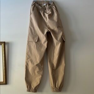 SHEIN Tan Joggers with Elastic Cuffs and Relaxed Fit